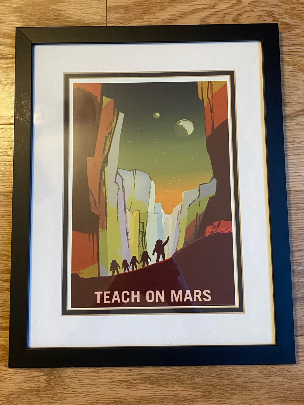 Teach on Mars Framed Retro Space Art Print Science Teacher Classroom Decor